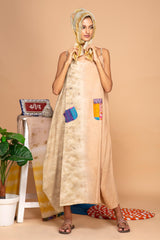 Bageeya “Hibiscus” Natural Dyed Khadi Organic Cotton Strap Dress| Crafted with Sacred Temple Rose and Catechu