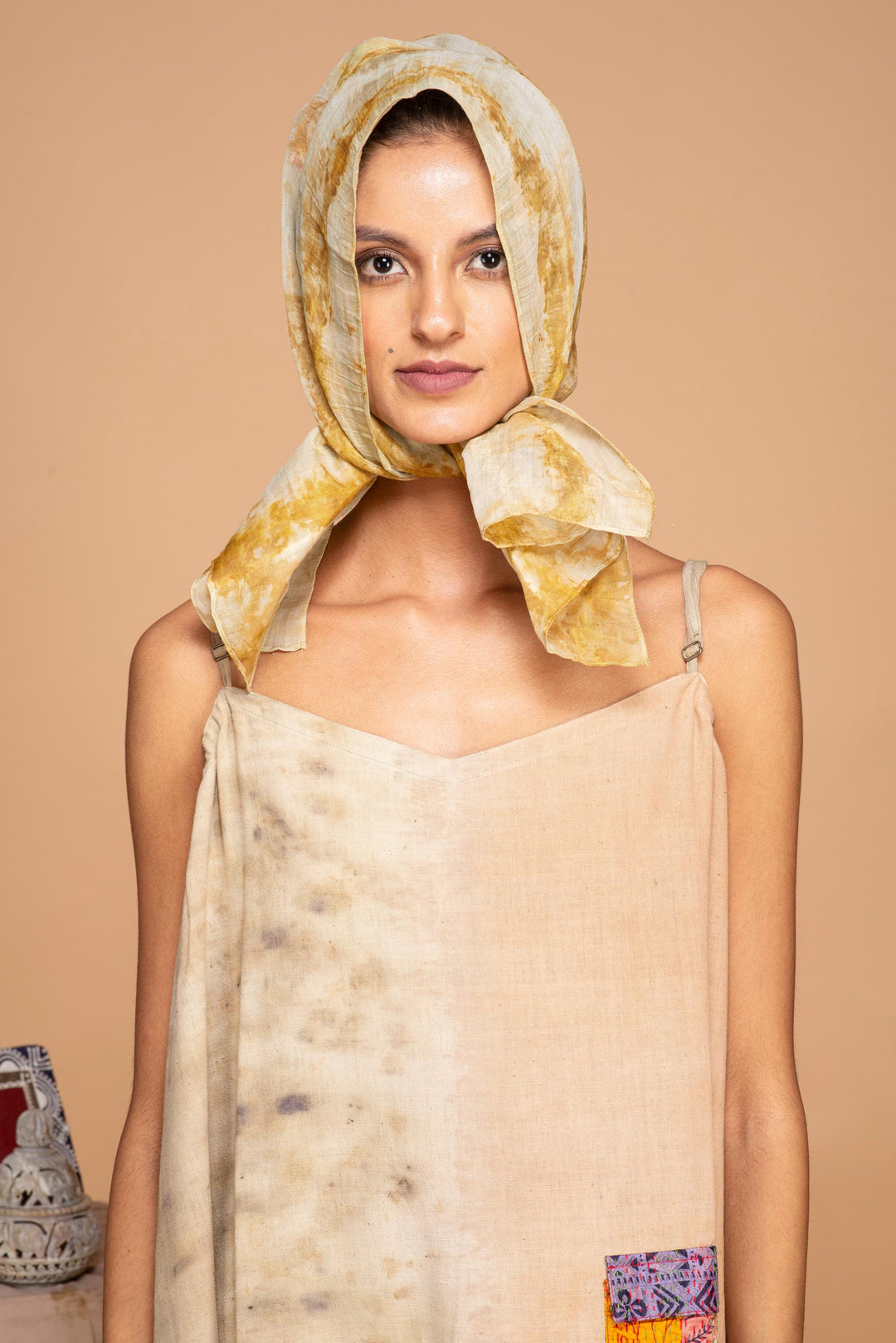 Bageeya “Hibiscus” Natural Dyed Khadi Organic Cotton Strap Dress| Crafted with Sacred Temple Rose and Catechu