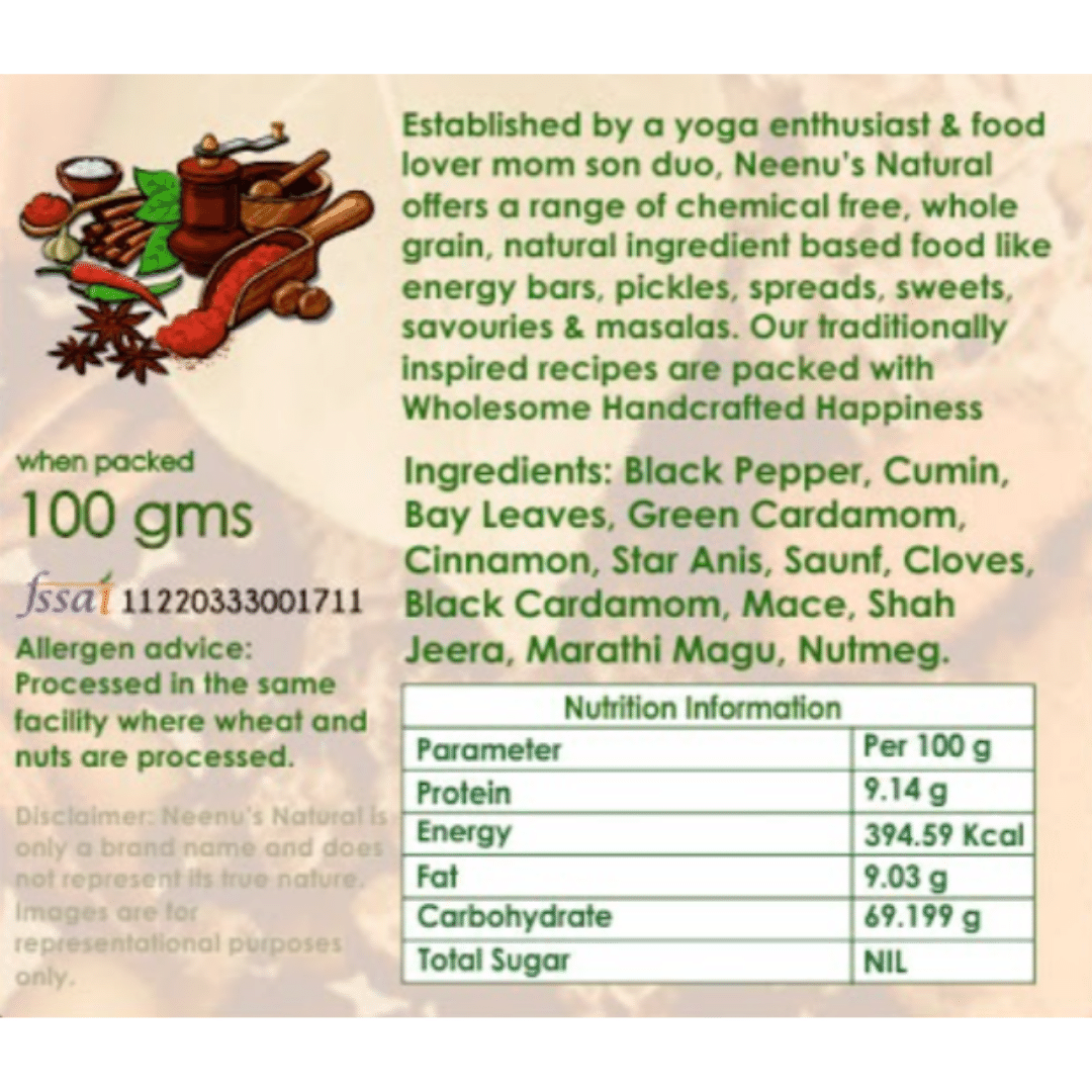 Neenus Natural Garam Masala - 100 gm