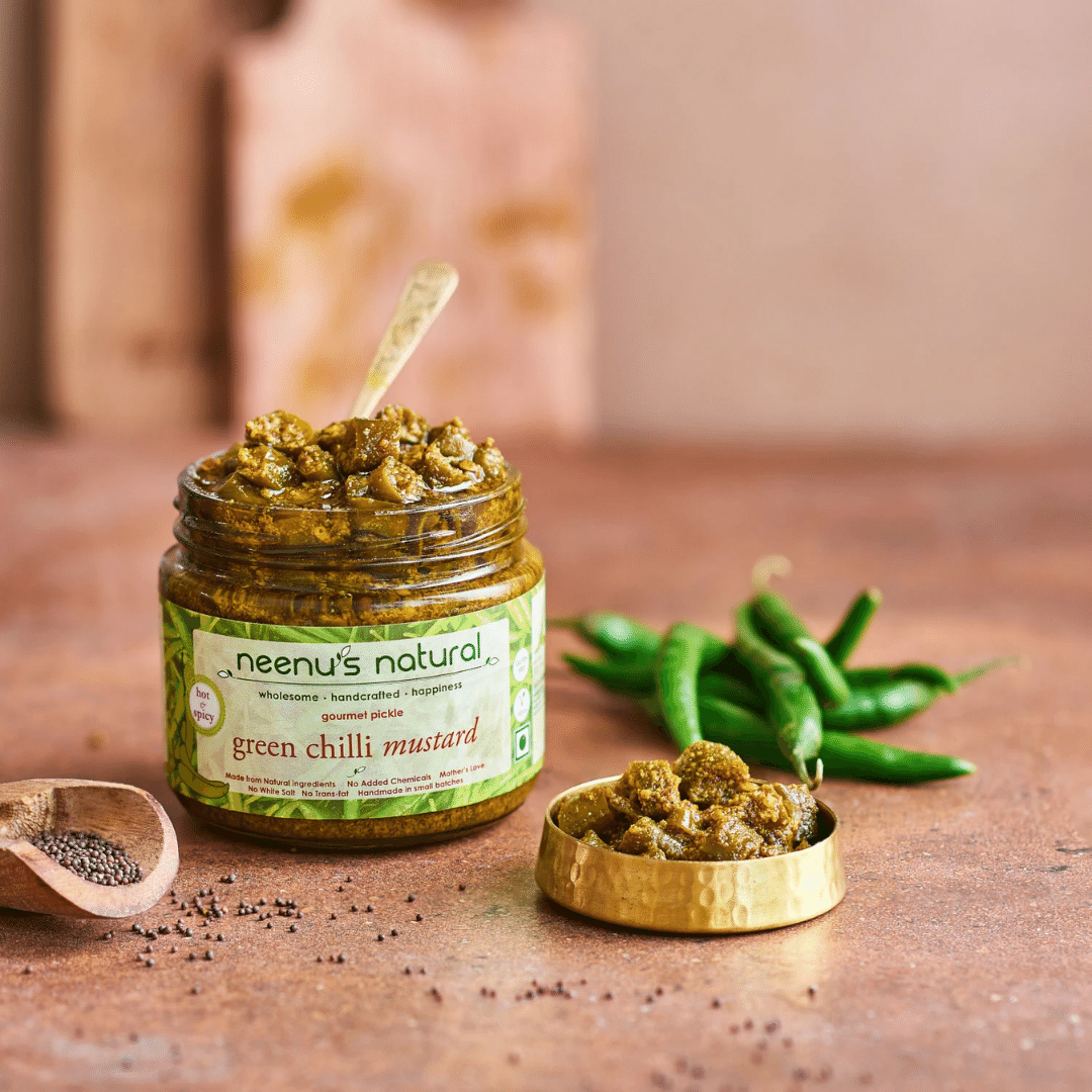 Neenus Natural Green Chilli Mustard Pickle - 200 gm