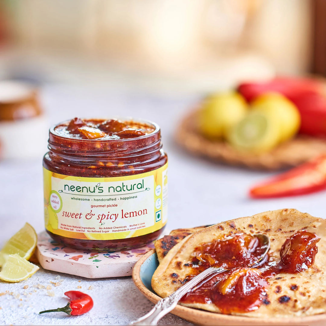 Neenus Natural Lemon Sweet & Spicy Pickle - 200 gm