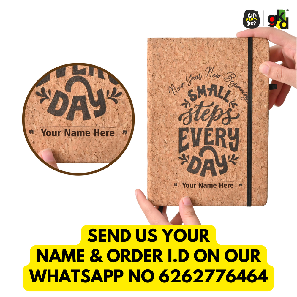 Gift Kya De Eco-Friendly Cork Diary with Pen Holder | 190 Pages | Motivational Quote & Personalized Name Option