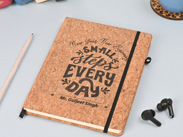 Gift Kya De Eco-Friendly Cork Diary with Pen Holder | 190 Pages | Motivational Quote & Personalized Name Option