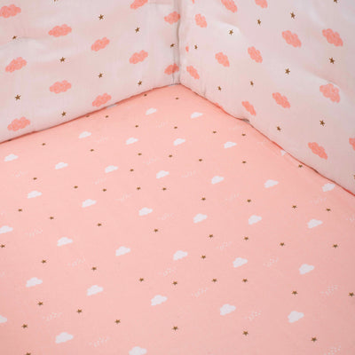Tiny snooze organic fitted cot sheet- pink clouds