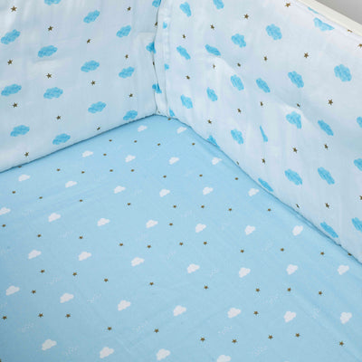 Tiny snooze organic fitted cot sheet- blue clouds