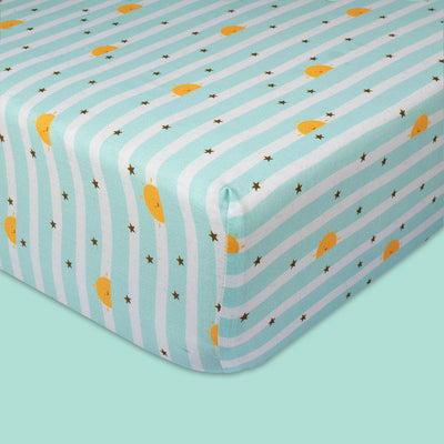 Tiny snooze organic fitted cot sheet- sky lines