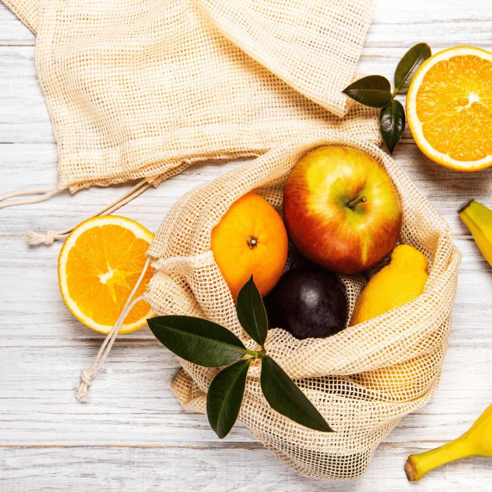 ONEarth Cotton Refrigerator Mesh Bags - Set of 3 (small,Medium & large)