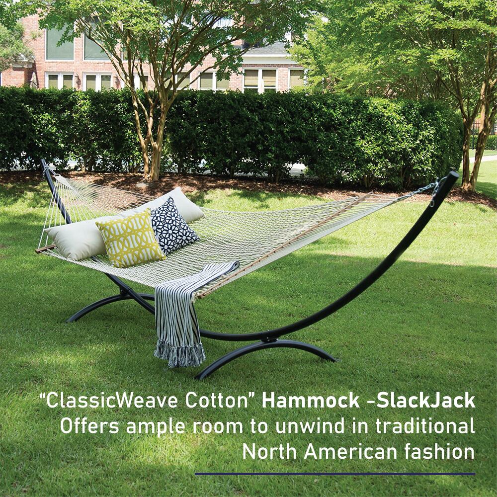 Slack Jack Cotton Rope Hammock for 1 Person | Jhula for Adults & Kids with Hardwood Spreader Bars | Swing for Home Decor, Balcony, Patio, Garden| Includes Free Hanging Accessory (Natural)