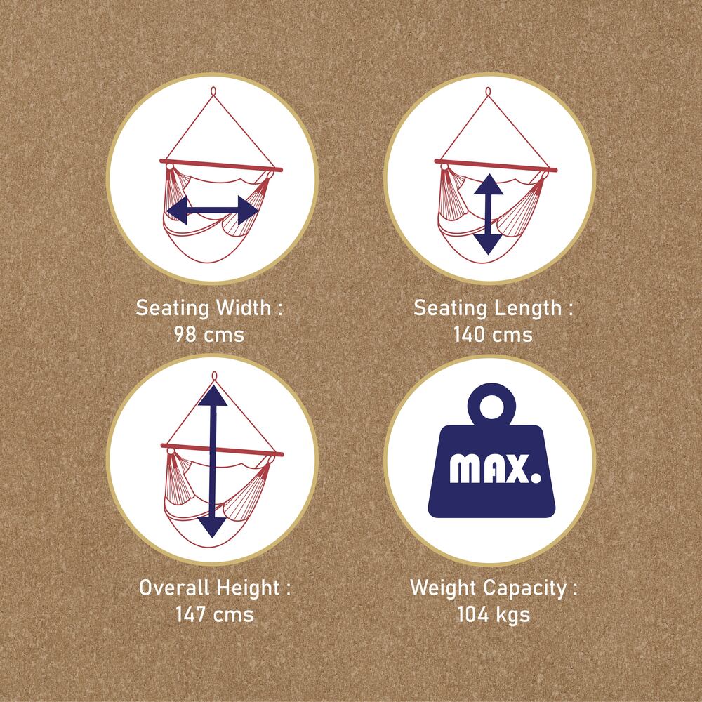 Slack Jack Cotton Rope Swing Chair | Hammock Jhula for Adults & Kids | Hanging Oonjal Swing for Home Decor, Balcony, Indoor, Outdoor, Home, Patio, Garden| Includes Free Hanging Accessory (Natural)