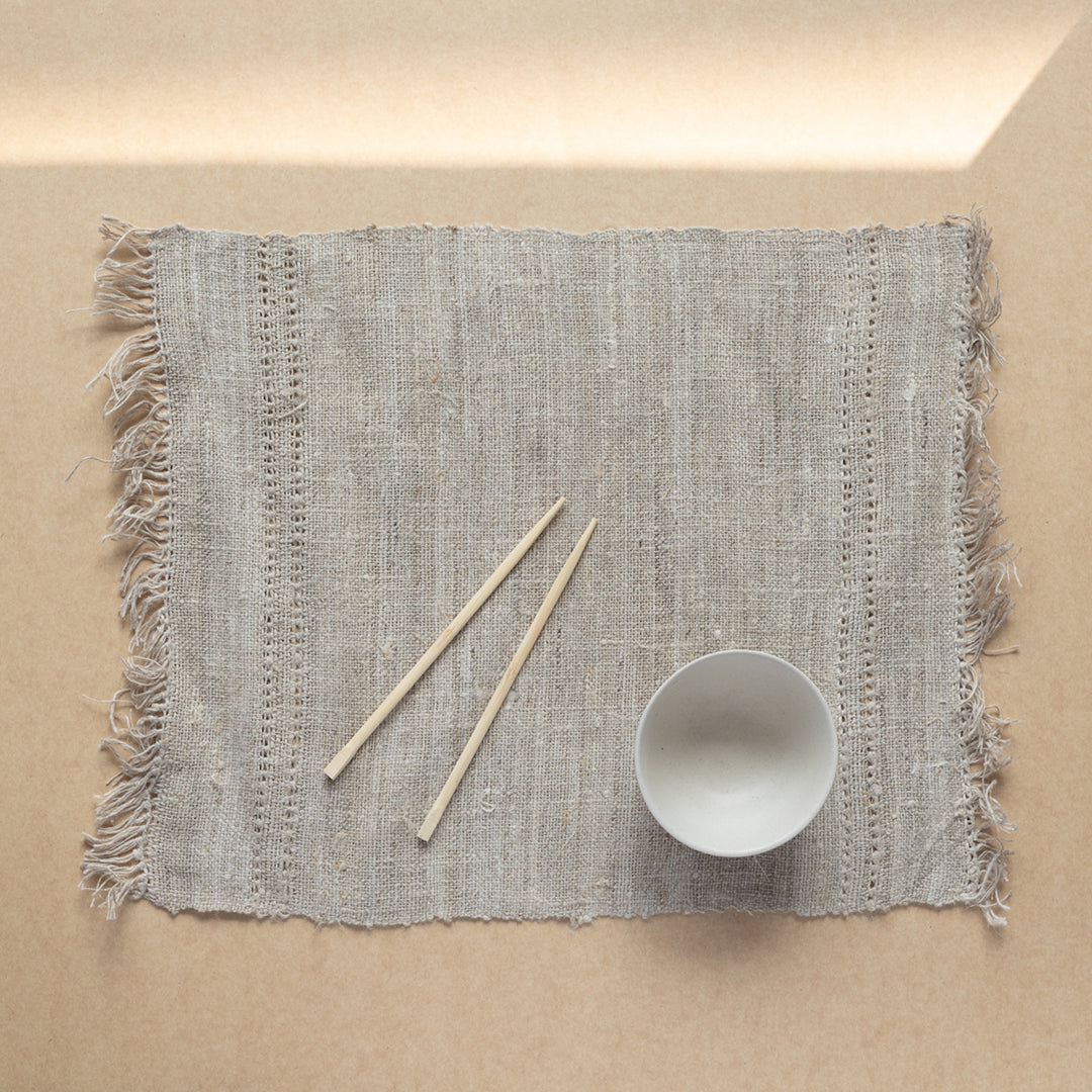 Akiiko Fringe Hemp Placemat (Set Of 4) - Hemp - Natural