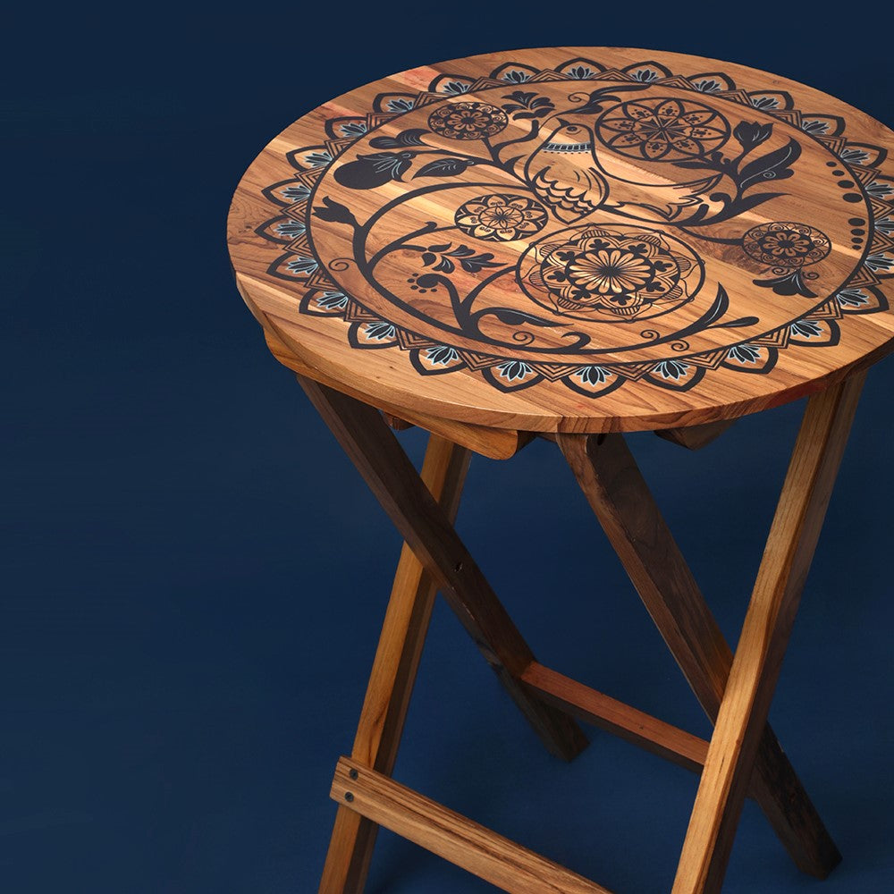 BambaiSe Bird on a Mandala Tree Folding Table