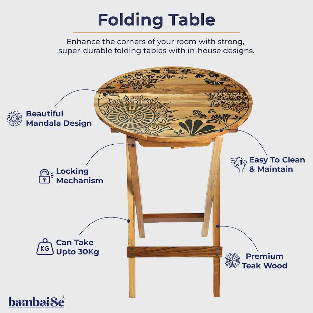 BambaiSe Bird on a Mandala Tree Folding Table