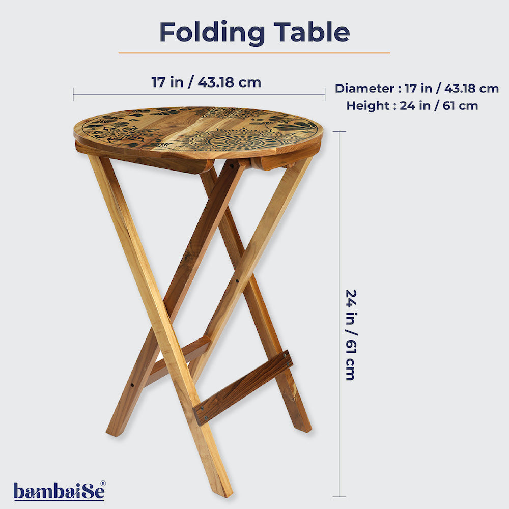 BambaiSe Bird on a Mandala Tree Folding Table