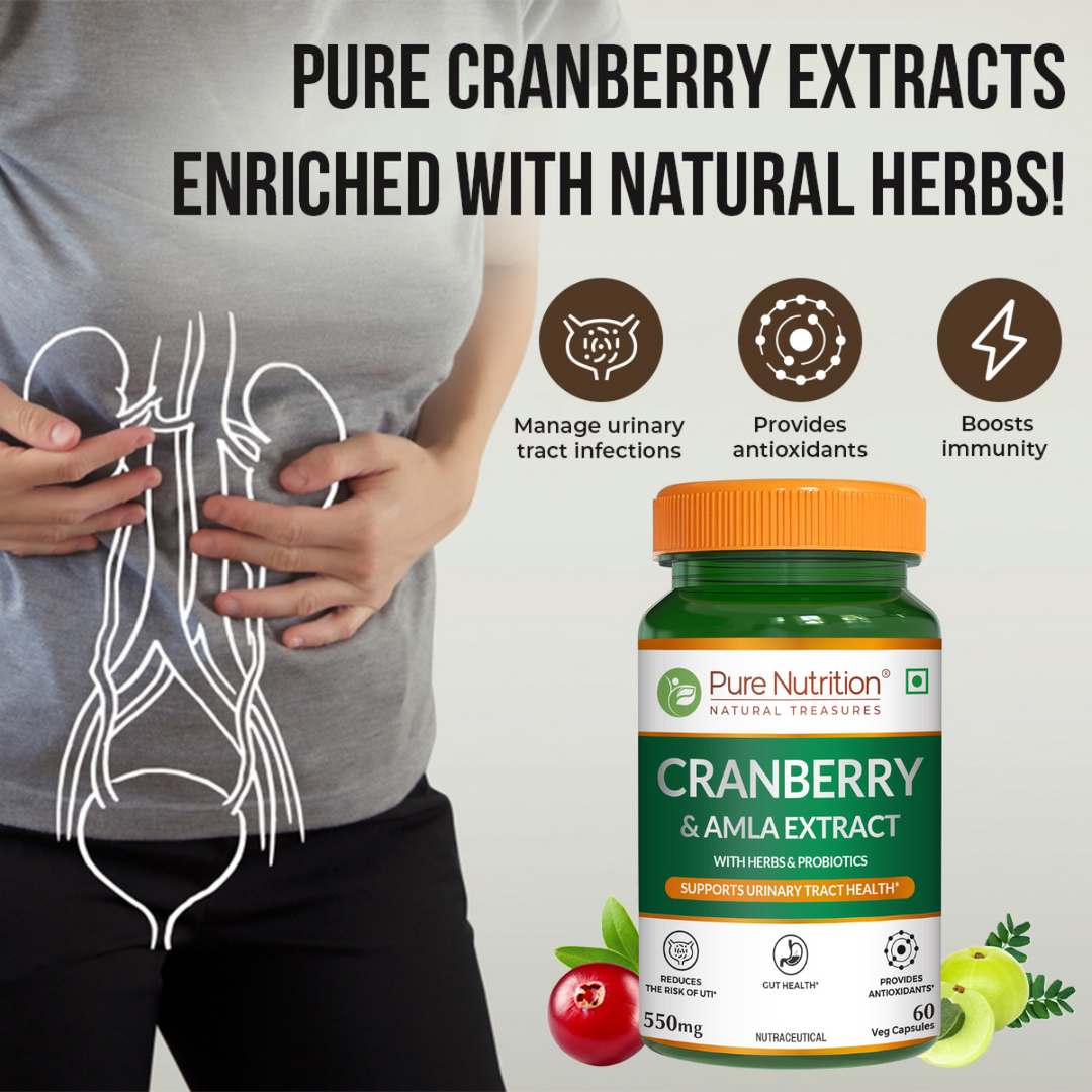 Cranberry and Amla Extract Capsules with Herbs & Probiotics 60 Veg Capsules