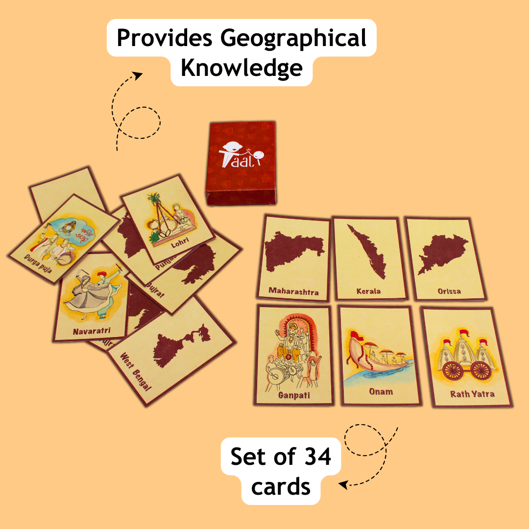Taali Apna Tyohar Card Game- Indian States and Their Festivals Card Game - Set of 40 cards