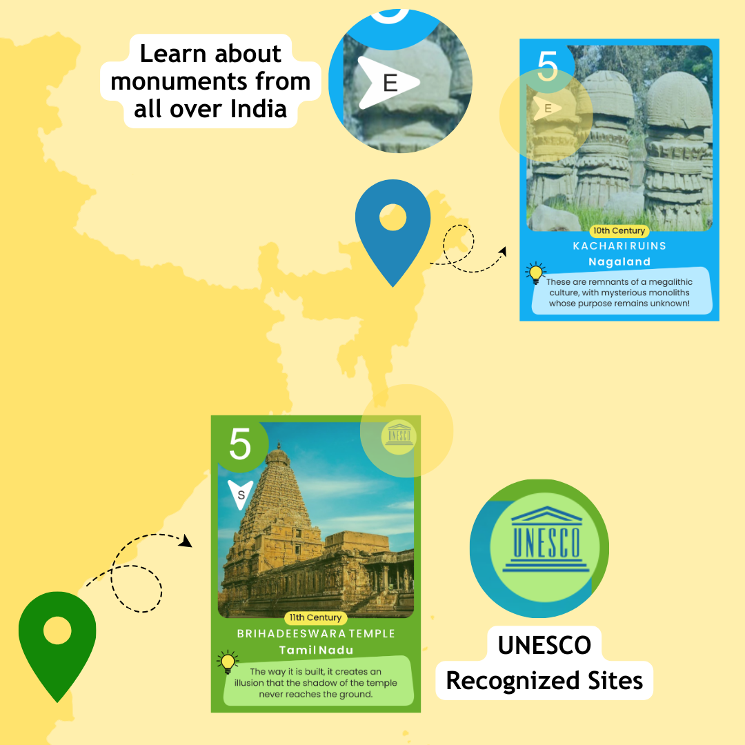 Taali Bharat Yatra - Indian Monument Card Game (52 Cards)