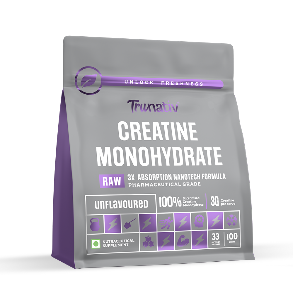 TruNativ Micronised Creatine | Unflavoured | Pure Creatine Monohydrate 100g | For Enhanced Strength & Fast-Absorbing | Recovery and Mental Focus | 100g , Vegetrarian
