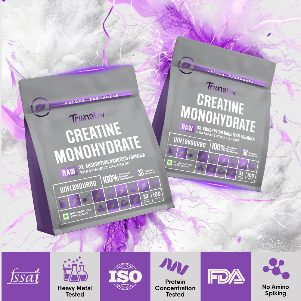 TruNativ Micronised Creatine | Unflavoured | Pure Creatine Monohydrate 100g | For Enhanced Strength & Fast-Absorbing | Recovery and Mental Focus | 100g , Vegetrarian