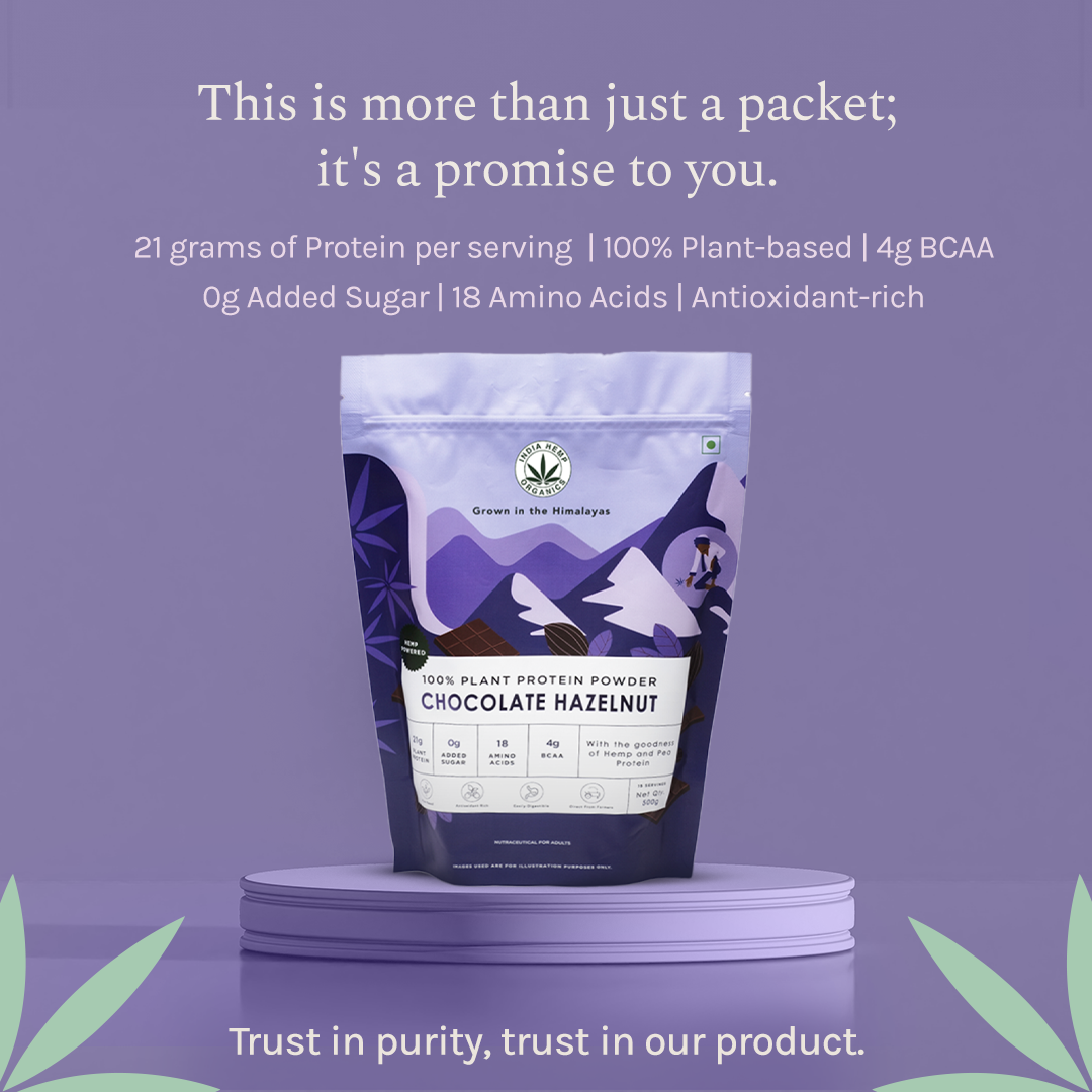 India hemp Organics Hemp Powder - Chocolate Hazelnut - 500 Grams