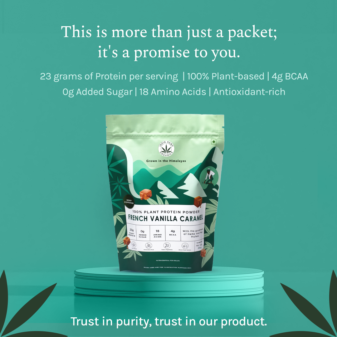 India hemp Organics Hemp Powder - French Vanilla Caramel - 500 Grams