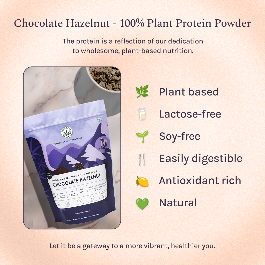 India hemp Organics Hemp Powder - Chocolate Hazelnut - 500 Grams