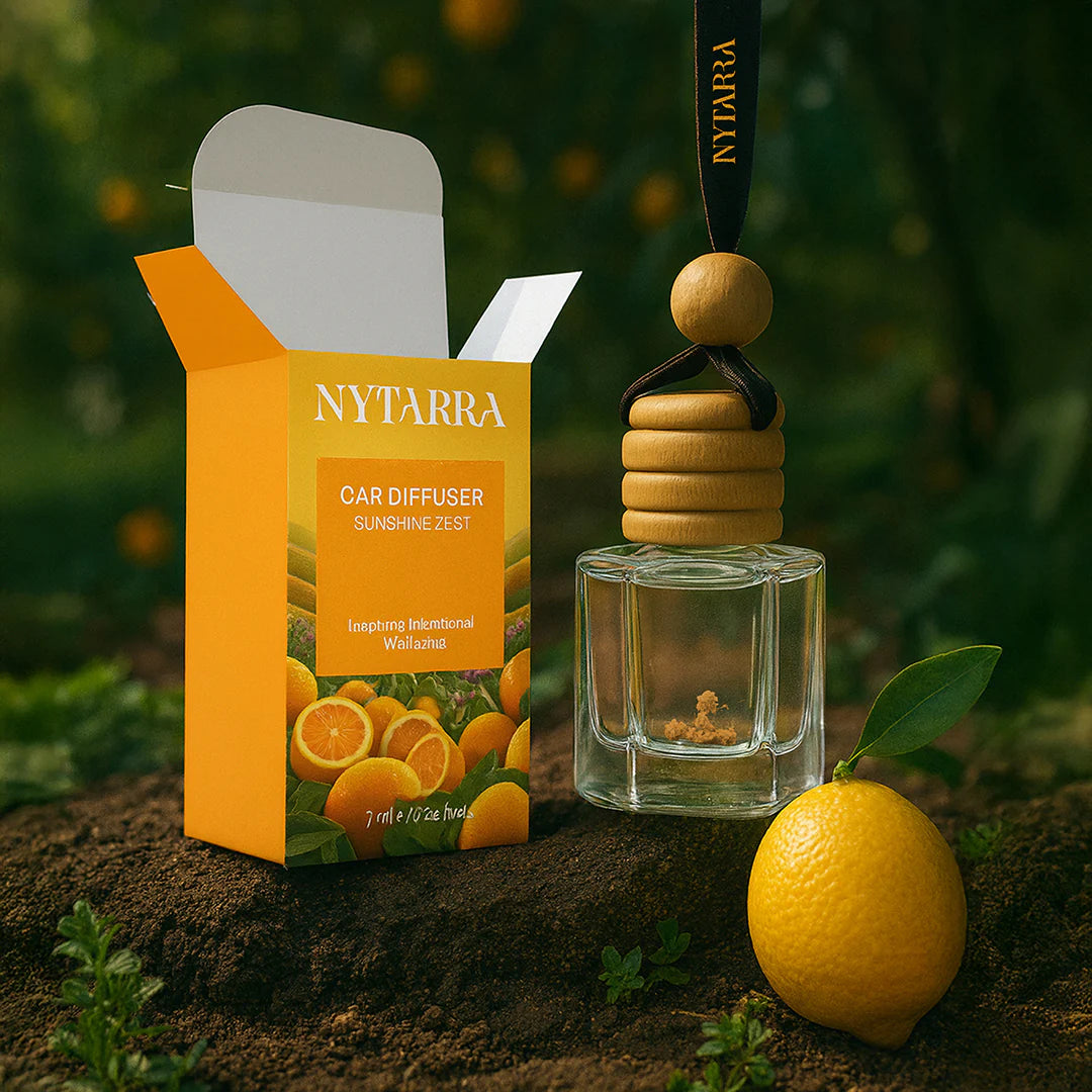 Nytarra Car Fragrance Diffuser - Sunshine Zest | Fresh Citrus Car Freshener | Alcohol-Free, Paraben-Free | Long-Lasting