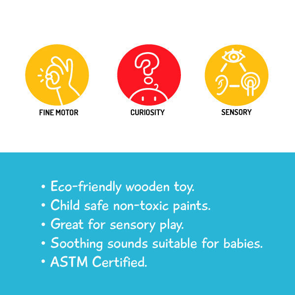 Shumee Wooden Non-Toxic Crochet Shaker Rattle Toy - ORANGE