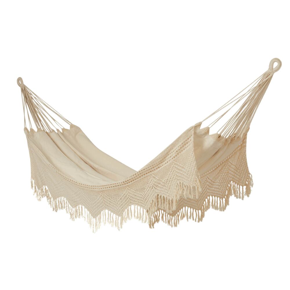 Slack Jack Crochet Hammock for 2 Person | Jhula for Adults & Kids, Swing for Home Decor, Balcony, Patio, Garden | Portable & Lightweight Hammocks | Includes Free Hanging Accessory (Natural)
