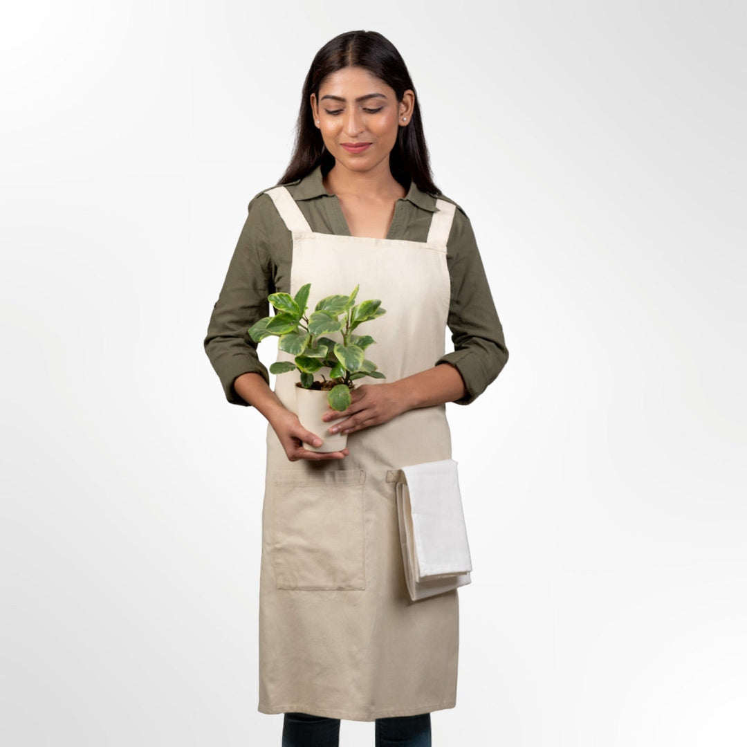 Cross Back Apron in Organic Cotton - Suspire