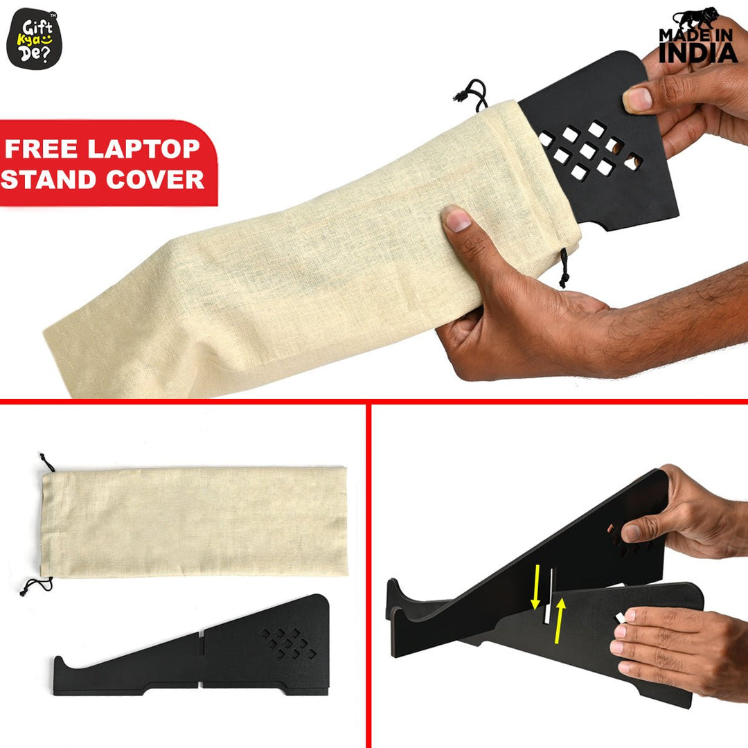 Gift Kya De Wooden Portable Cross Laptop Stand | Laptop Accessories | Eco-Friendly | Corporate Gifts