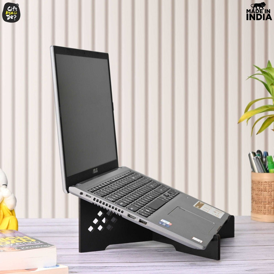 Gift Kya De Cross Laptop Stand For Desk With Mobile Stand | Portable Easy to Carry | Compatible with All (2 pc Combo Pack) (eco Friendly)