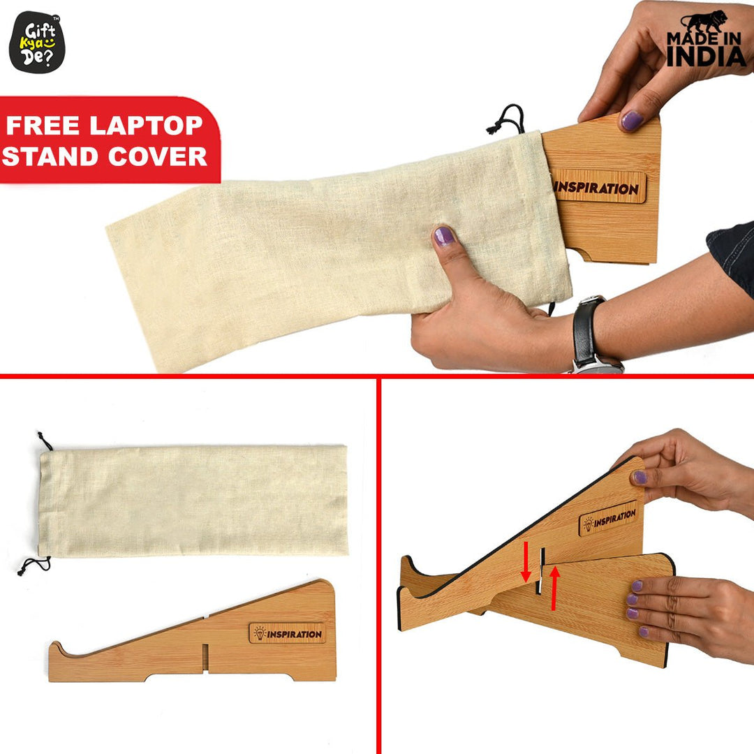 Gift Kya De Wooden Portable Cross Laptop Stand | Laptop Accessories | Eco-Friendly | Corporate Gifts