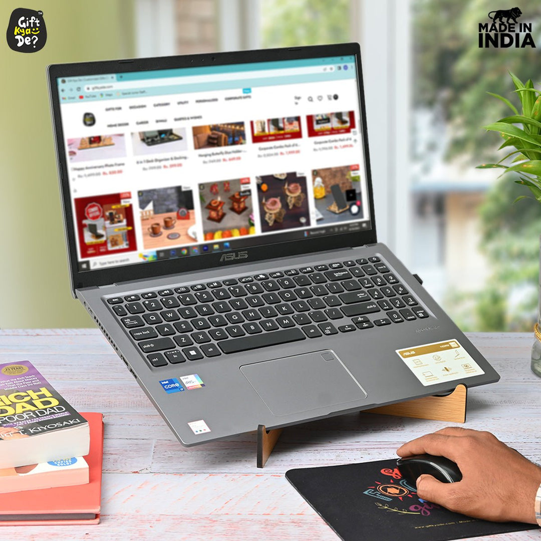 Gift Kya De Wooden Portable Cross Laptop Stand | Laptop Accessories | Eco-Friendly | Corporate Gifts