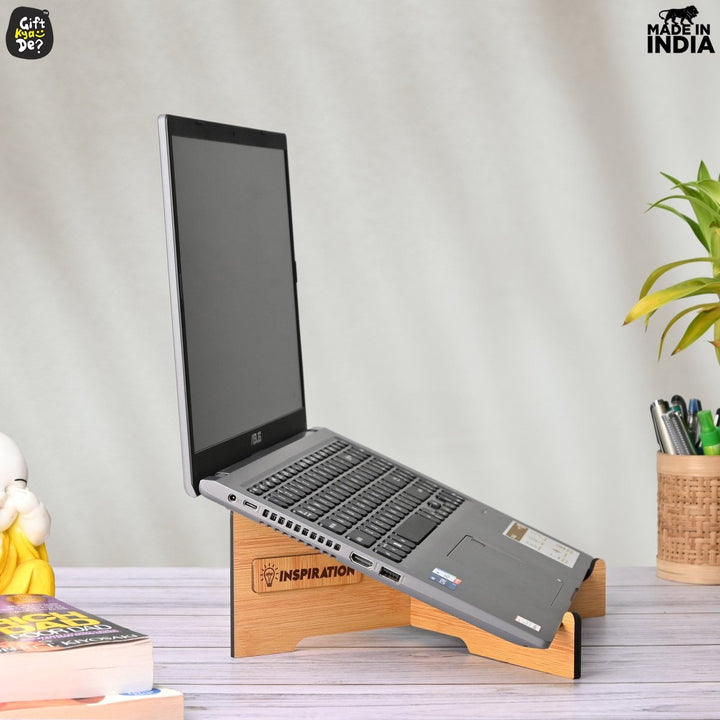 Wooden Portable Cross Laptop Stand | Laptop Accessories | Eco-Friendly | Corporate Gifts GiftKyaDe Bamboo