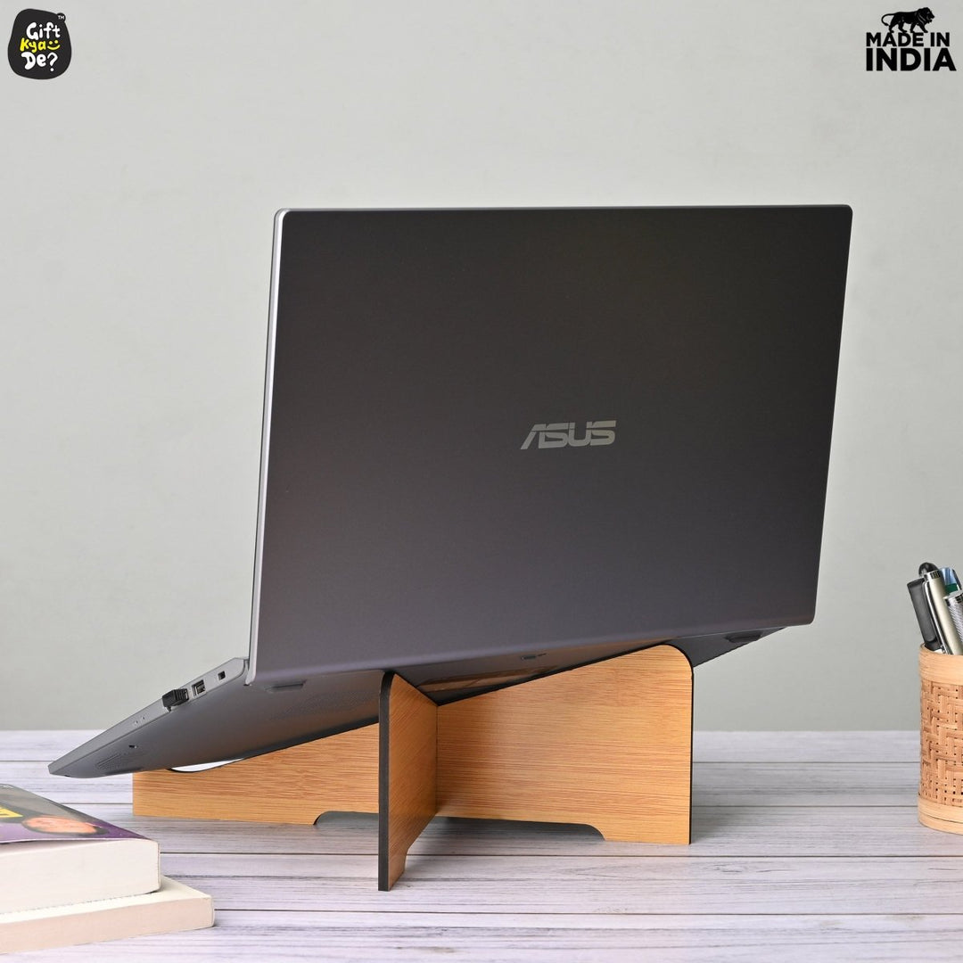 Gift Kya De Wooden Portable Cross Laptop Stand | Laptop Accessories | Eco-Friendly | Corporate Gifts
