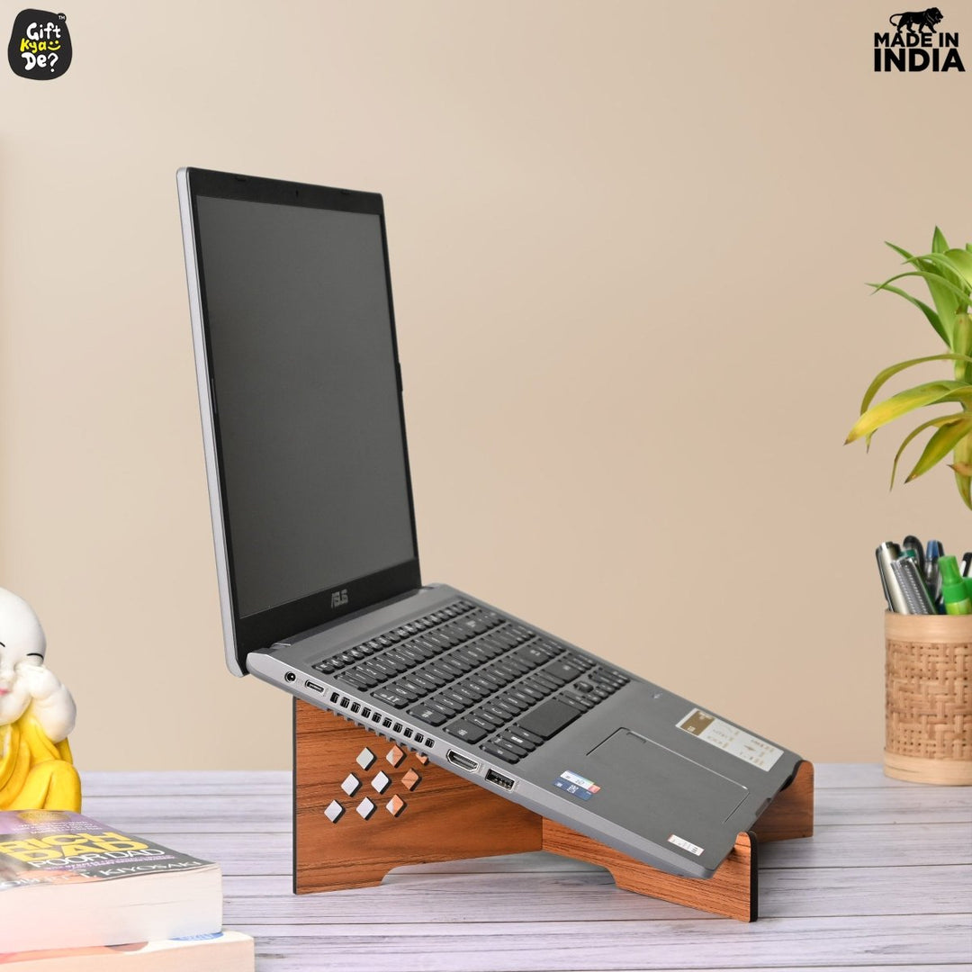 Gift Kya De Wooden Portable Cross Laptop Stand | Laptop Accessories | Eco-Friendly | Corporate Gifts