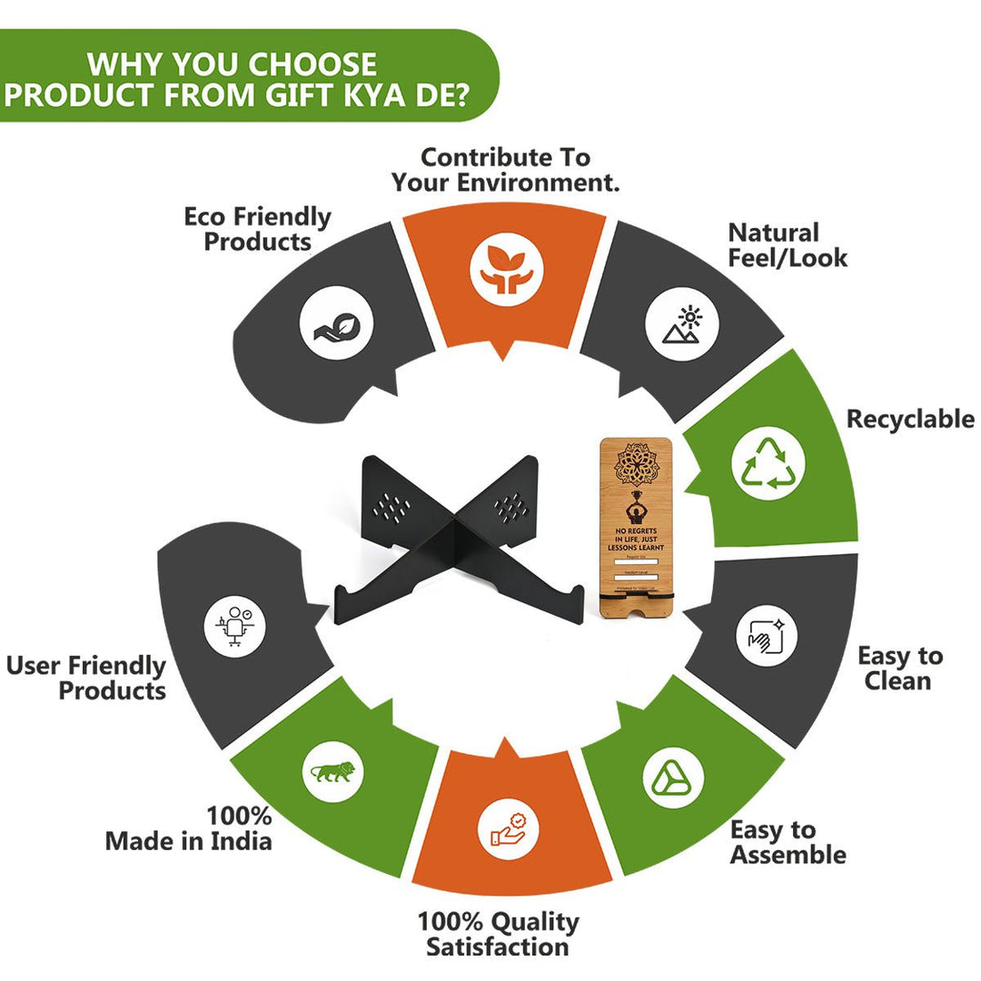 Gift Kya De Cross Laptop Stand For Desk With Mobile Stand | Portable Easy to Carry | Compatible with All (2 pc Combo Pack) (eco Friendly)