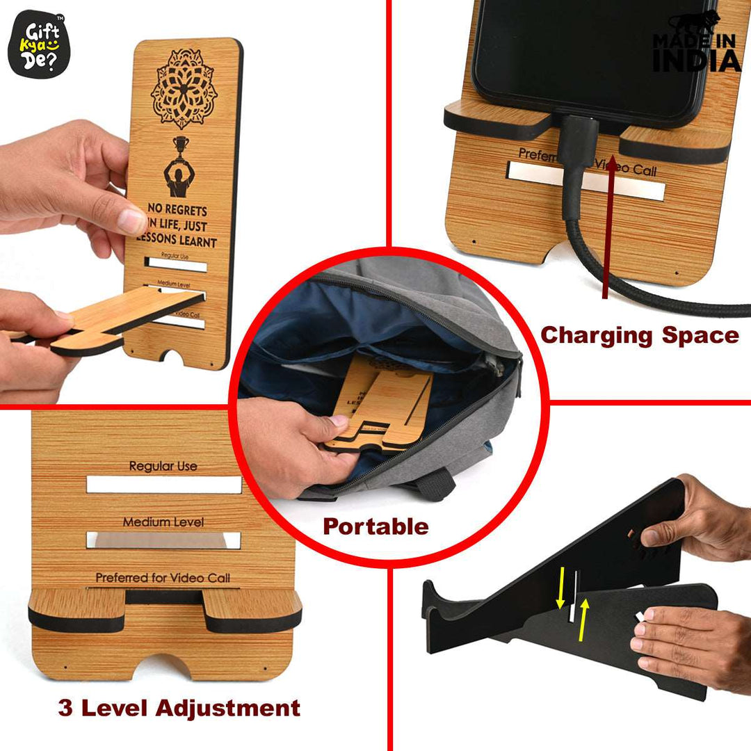 Gift Kya De Cross Laptop Stand For Desk With Mobile Stand | Portable Easy to Carry | Compatible with All (2 pc Combo Pack) (eco Friendly)