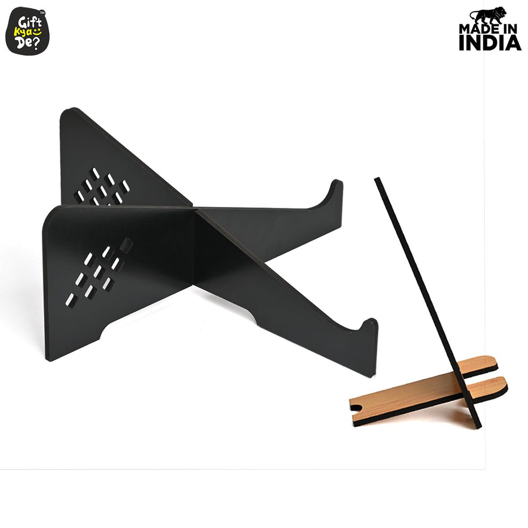 Gift Kya De Cross Laptop Stand For Desk With Mobile Stand | Portable Easy to Carry | Compatible with All (2 pc Combo Pack) (eco Friendly)