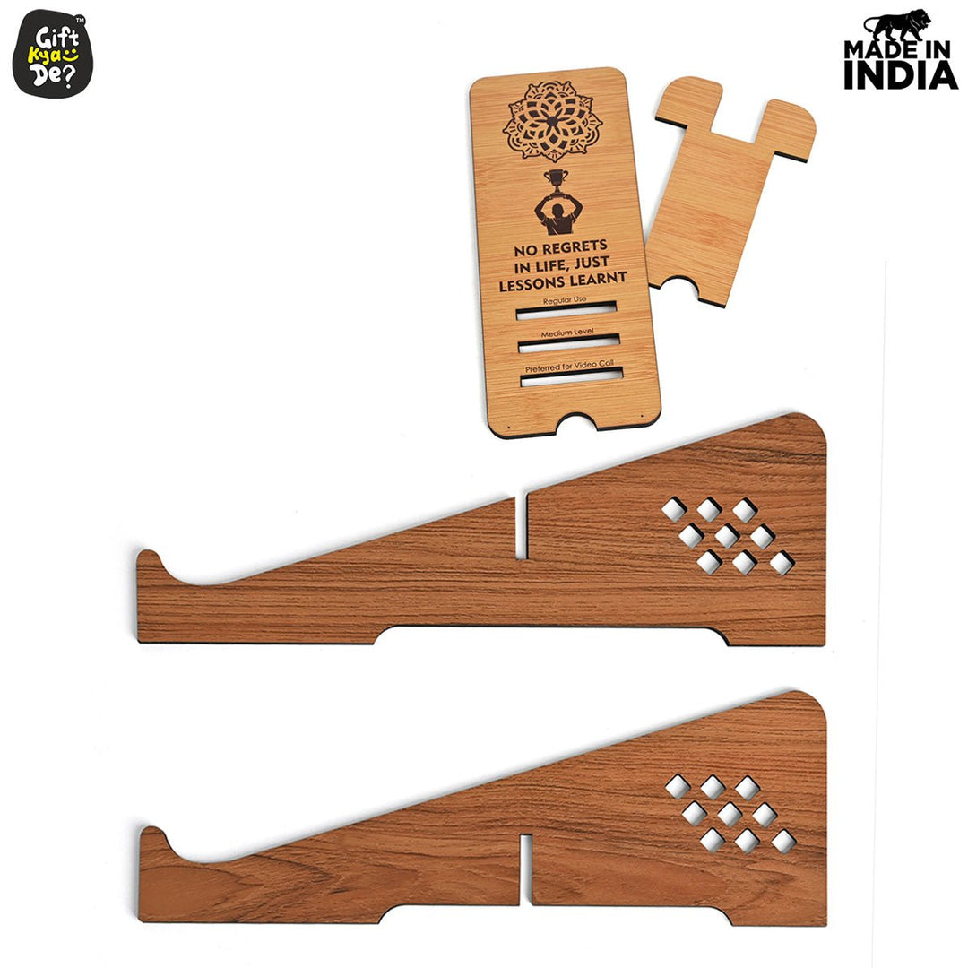 Gift Kya De Cross Laptop Stand For Desk With Mobile Stand | Portable Easy to Carry | Compatible with All (2 pc Combo Pack) (eco Friendly)