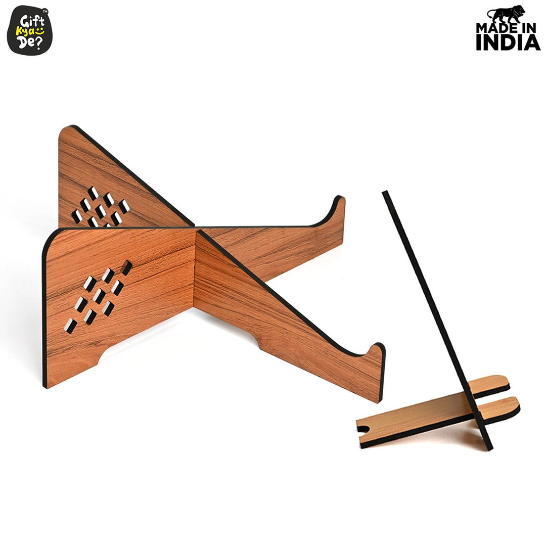 Gift Kya De Cross Laptop Stand For Desk With Mobile Stand | Portable Easy to Carry | Compatible with All (2 pc Combo Pack) (eco Friendly)