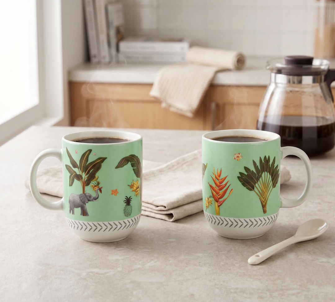 Travellers Garden Porcelain Oval Mug Set of 2