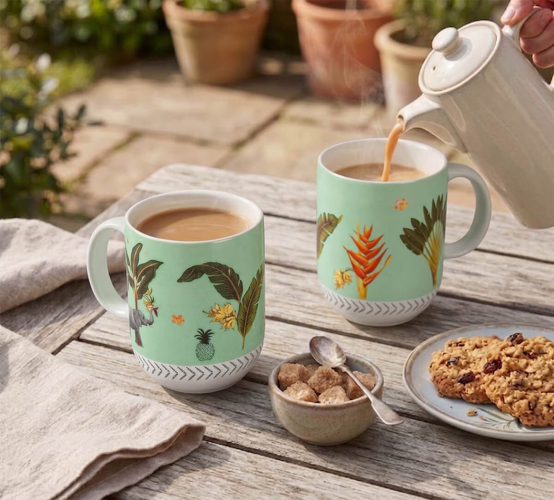 Travellers Garden Porcelain Oval Mug Set of 2
