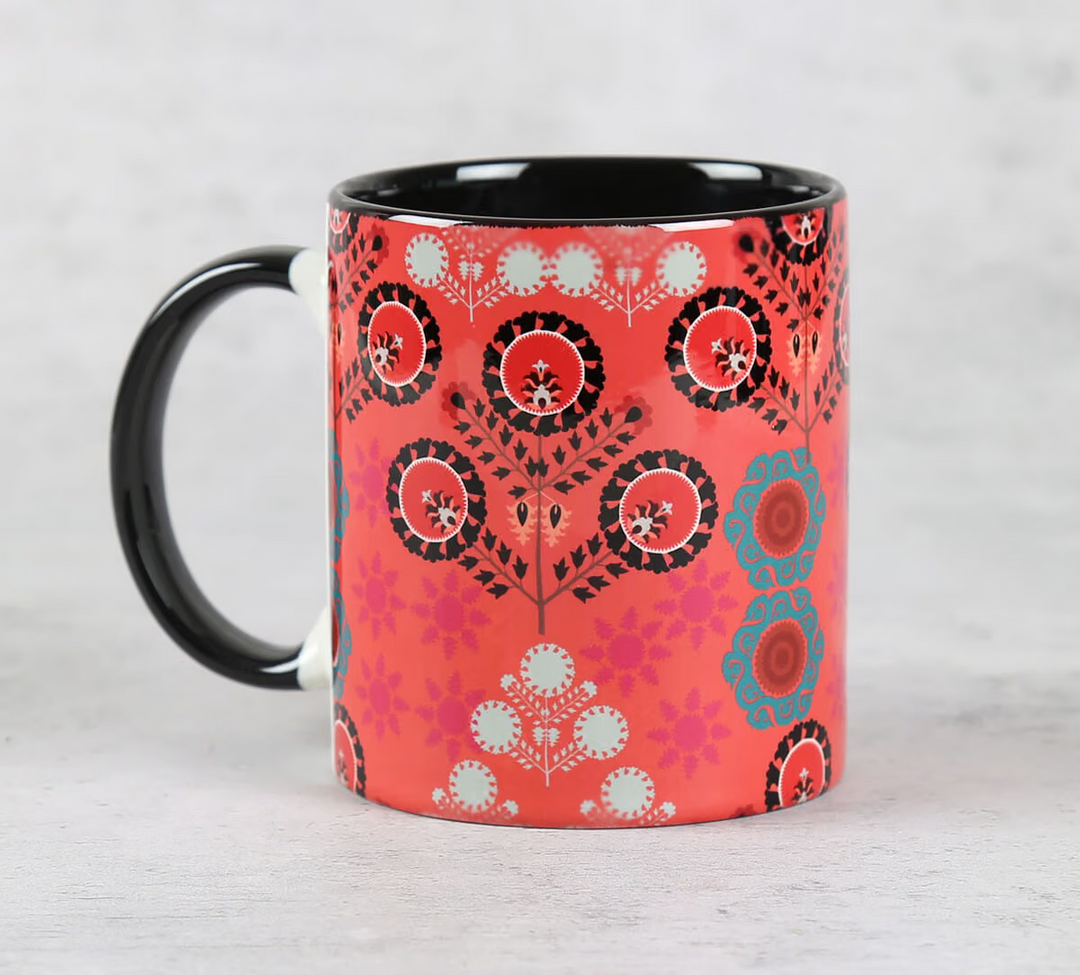 Raceme Rosettes Ceramic Mugs & Coasters Combo Set of 2
