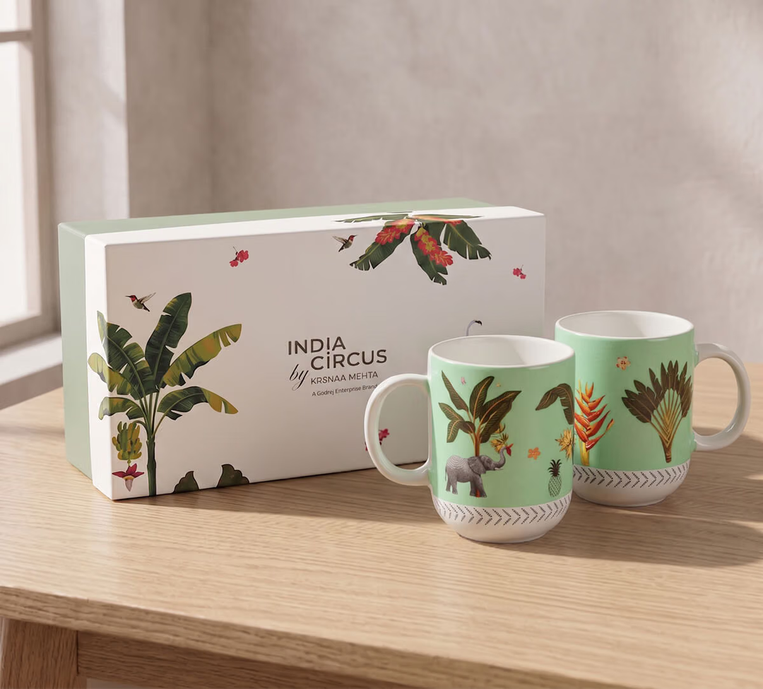 Travellers Garden Porcelain Oval Mug Set of 2