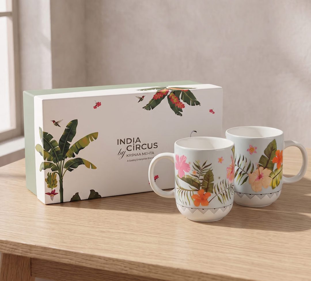 Plumerias Plume Porcelain Oval Mug Set of 2