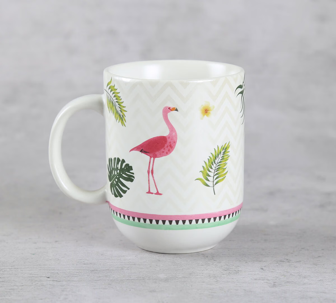 Foraging Flamingo Porcelain Oval Mug Set of 2