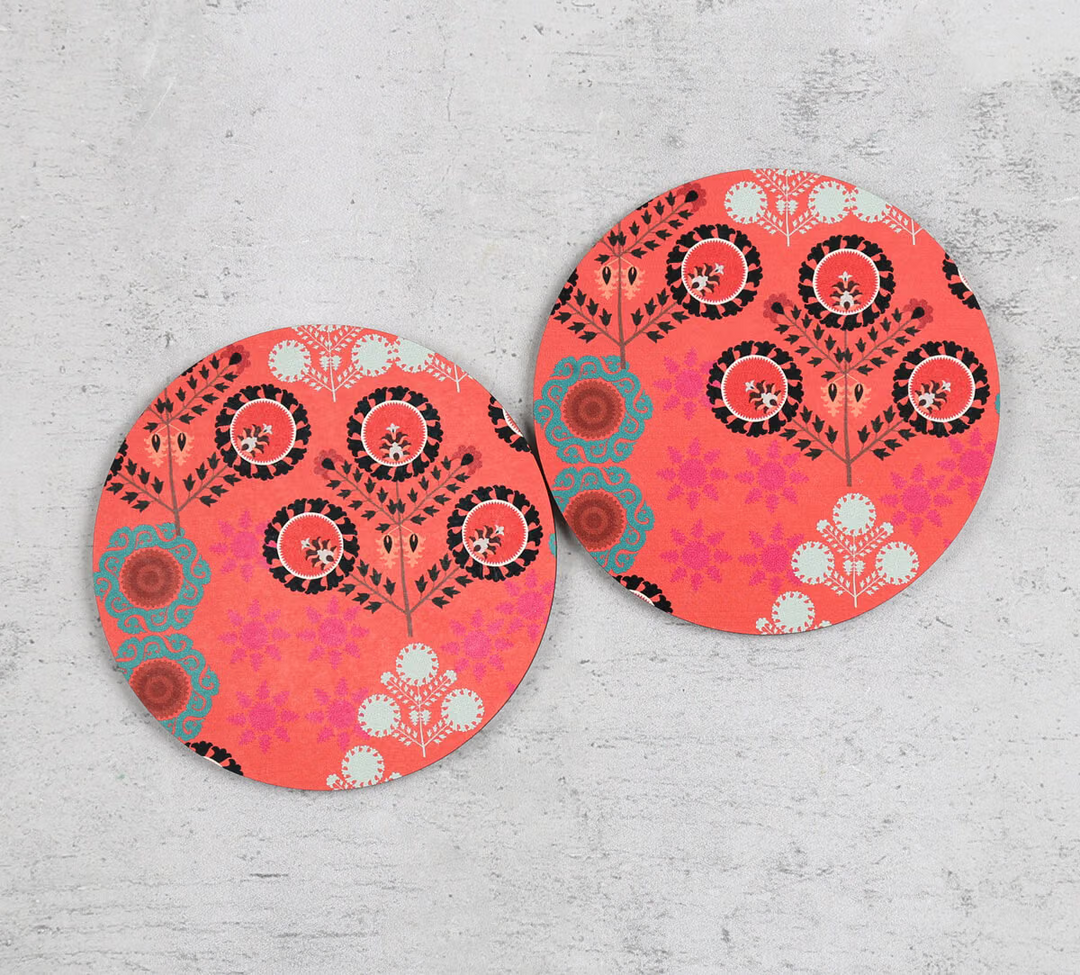 Raceme Rosettes Ceramic Mugs & Coasters Combo Set of 2