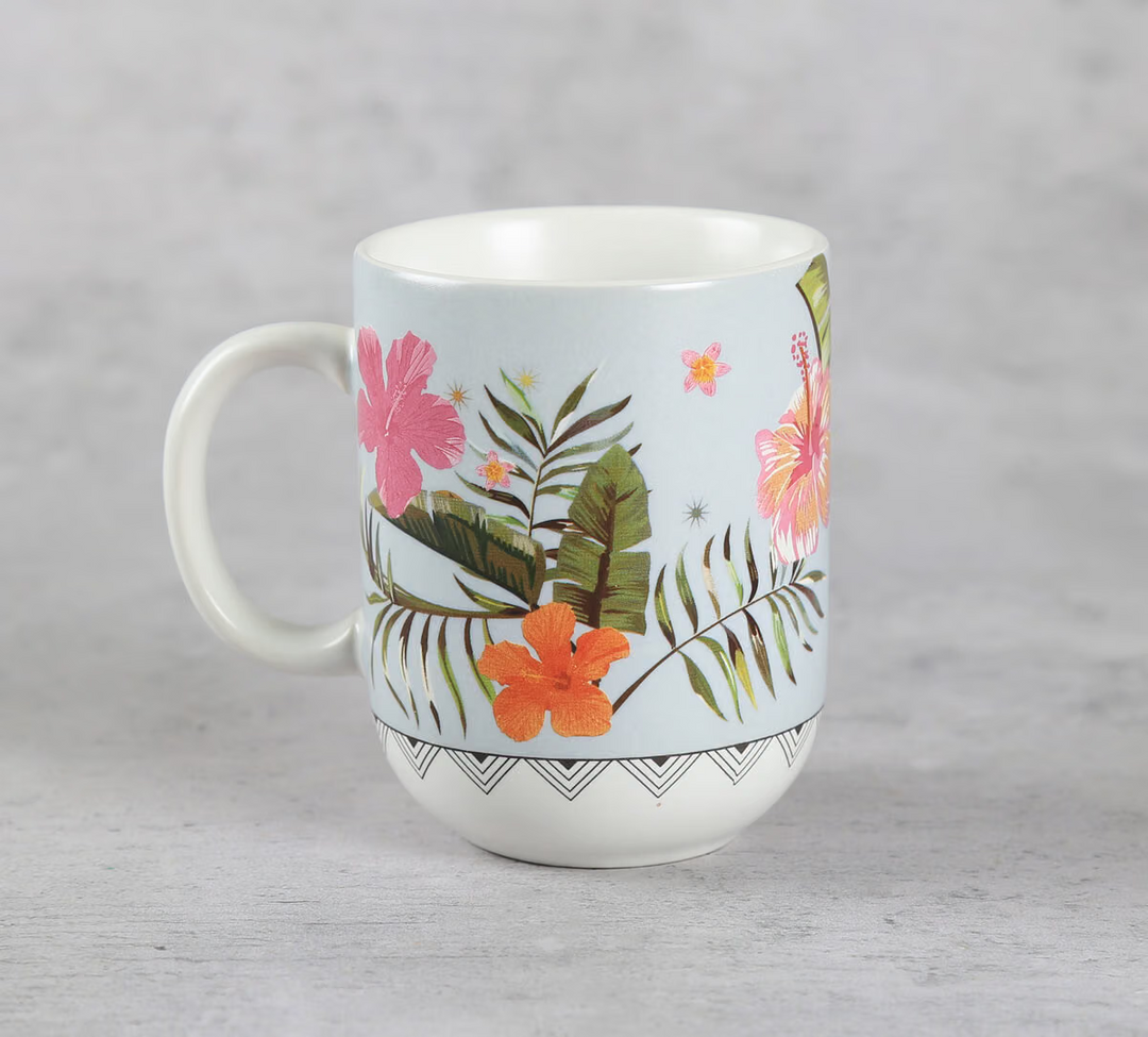 Plumerias Plume Porcelain Oval Mug Set of 2