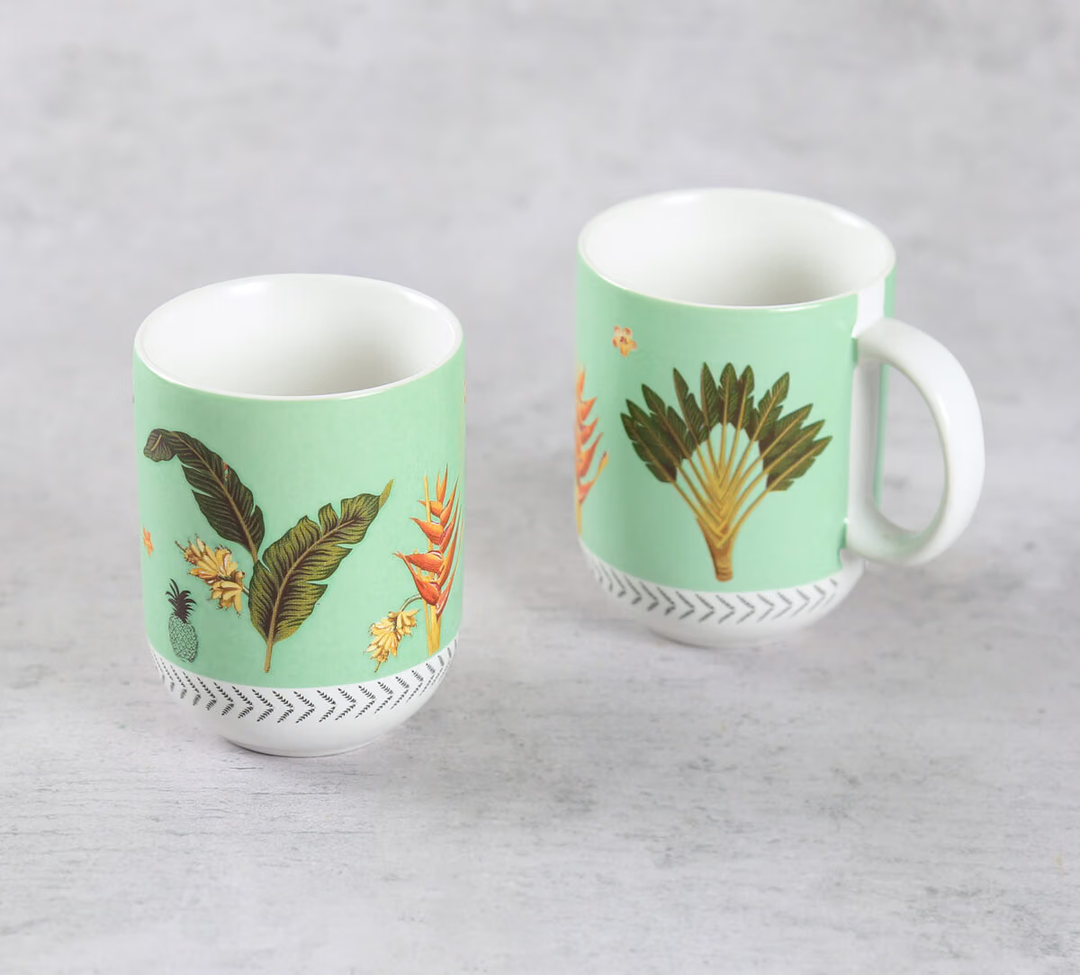 Travellers Garden Porcelain Oval Mug Set of 2